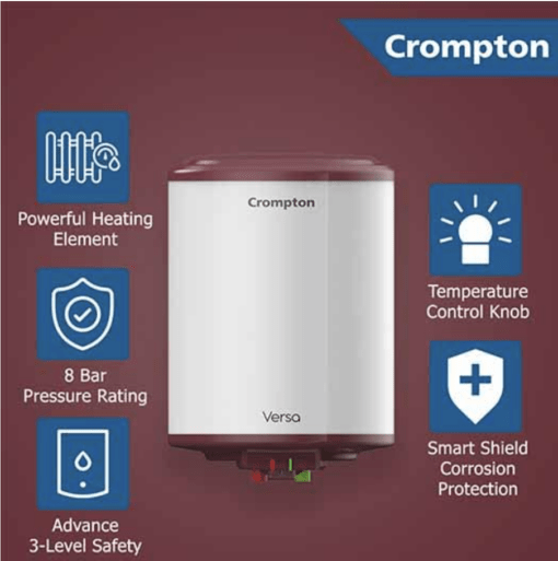Crompton Versa Aswh-3510 10 L 5 Star Rates Storage Wall Water Heater(Geyser) With Free Installation (Superior Glasslined Technology, White, Maroon) - Image 2